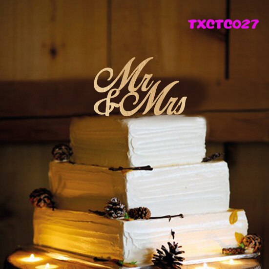 Mixed Style Wood Rustic Wedding Cake Topper Bride and Groom Silhouette , Mr & Mrs Topper for Wedding Decoration Anniversary: style 7