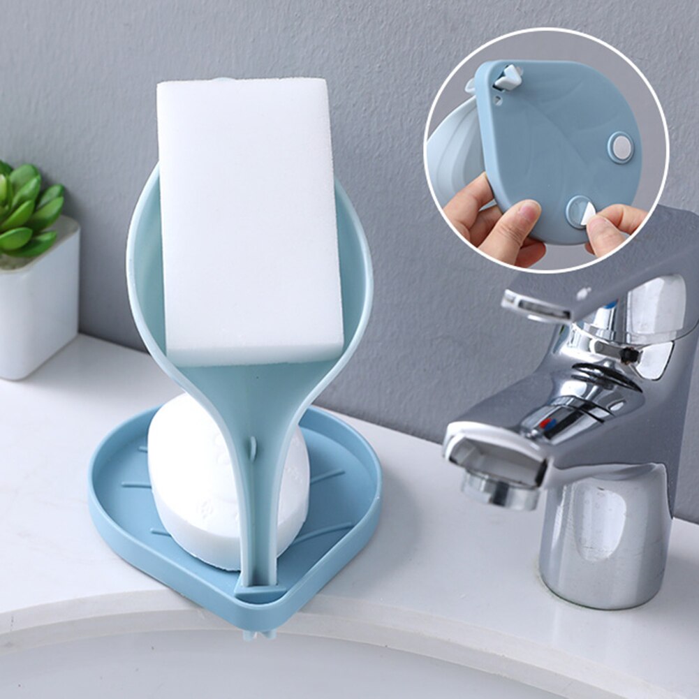 Leaf Shape Soap Box Drain Soap Holder Box Bathroom Shower Soap Holder Dish Storage Plate Tray Bathroom Supplies Bathroom Gadgets