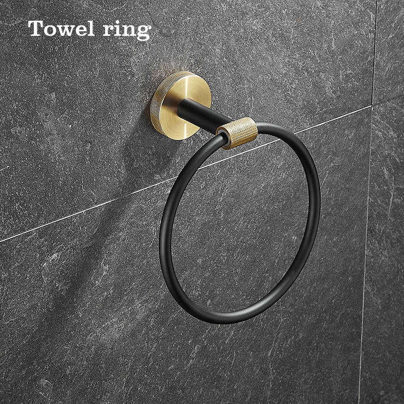 Stainless Steel Bathroom Hardware Set Bathroom Accessories Black Towel Rail Bar Rack Gold Towel Bar Shelf Towel Holder: Towel ring