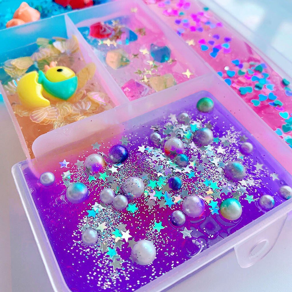 Diy Charms Slime Kit Kleur Modder Boxed Cherry Katoen Klei Leuke Elasticiteit Plasticine Blue Crystal Klei Stress Relief Speelgoed Kid