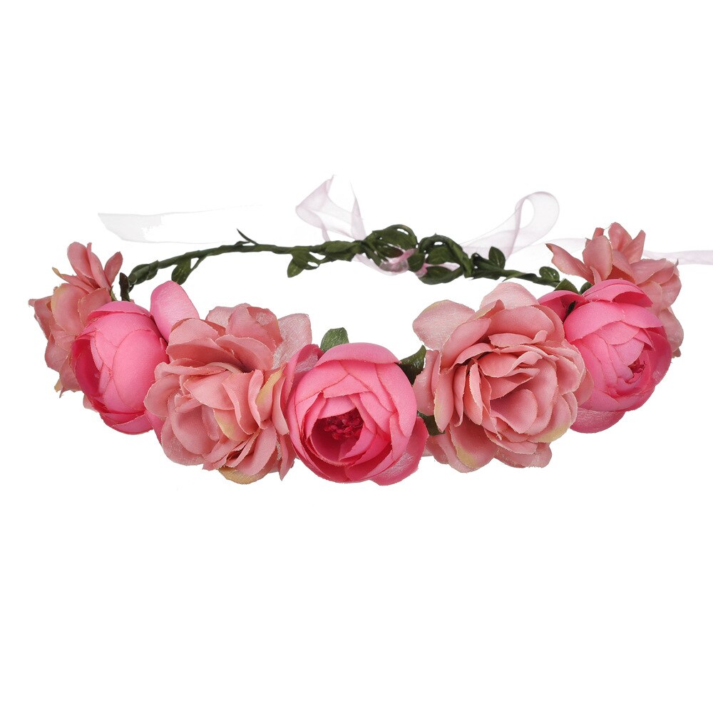 rose krans brude blomst krone pannebånd krans hode krans bryllup hodeplagg brudepike hodeplagg: Rosenrød