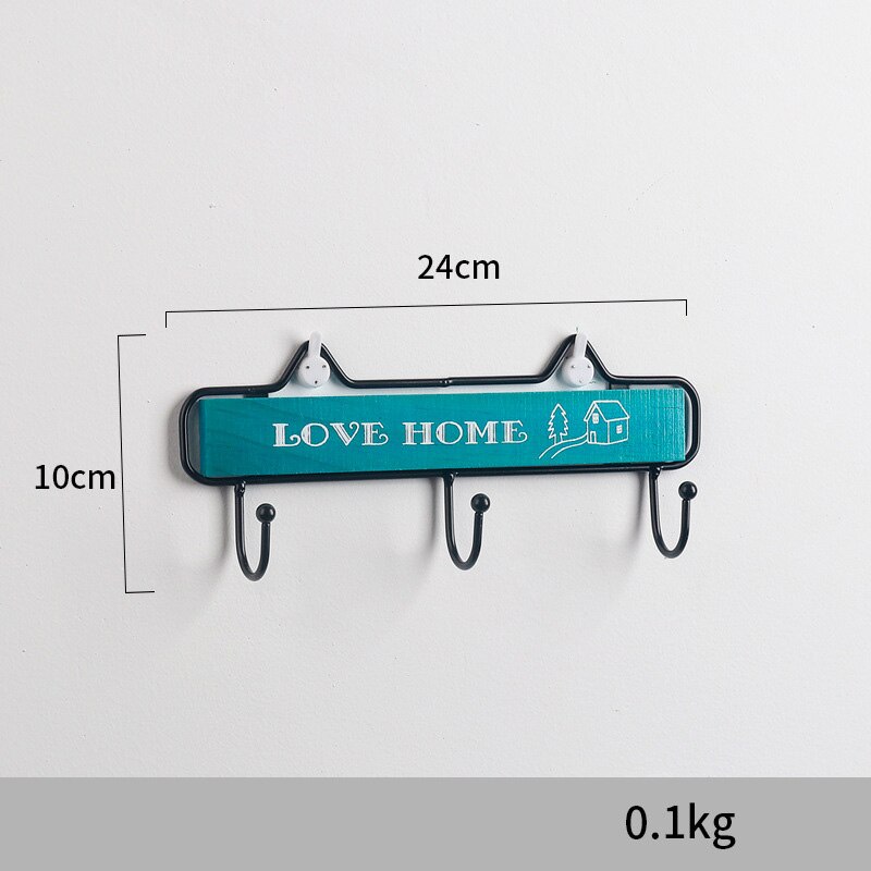 CAPTAINIRON Wall Hanging Letter Hooks for Key Holder Wall Decoration Hanger Iron Craft for Home Decor and Kitchen Tools Perchero: Blue House-3Hooks