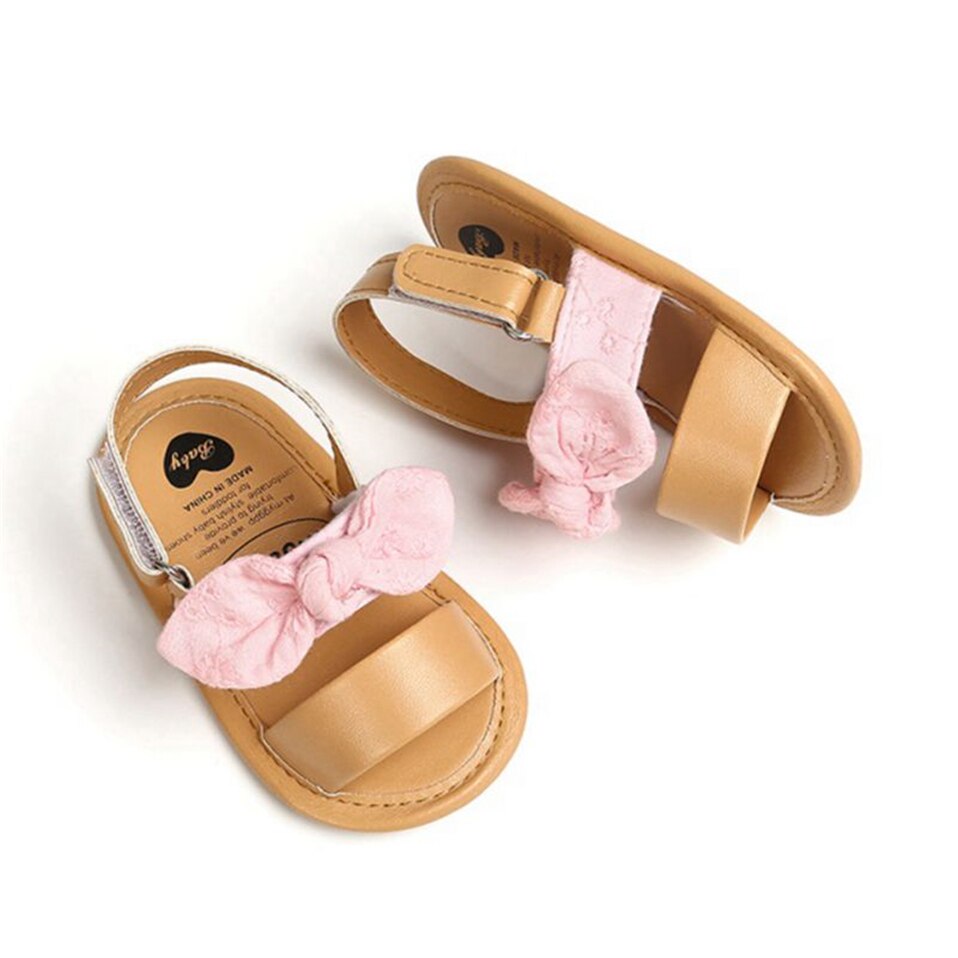 Nyfødte baby baby piger prinsesse sko bowknot toddler sommer sandaler pu skridsikre sko 0-18m