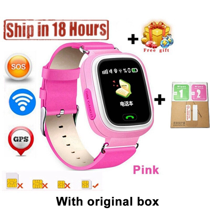 Neue Q90 GPS Telefon Positionierung freundlicher Uhr 1,22 Zoll Farbe berühren Bildschirm freundlicher SOS Clever Uhr PK Q80 q50 Q12: Rosa / Englisch Wifi Ausführung