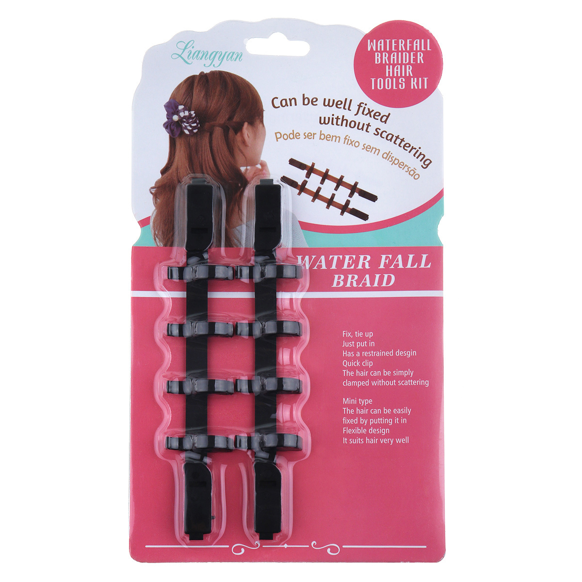 2 pièces cascade tresse créateur plastique femmes style outils noir cheveux tresse fabricant style outil cheveux accessoires