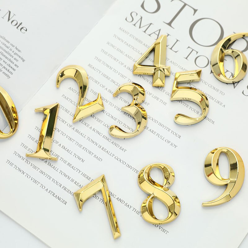 Höer 5cm Goldene Hause Aufkleber Adresse Tür Etikett Gold Moderne Haus Anzahl 0-9 Hotel Wohnung Tür Platte Heimat Dekor Zubehör