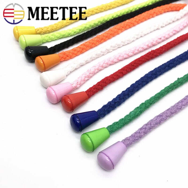 Meetee 50pcs Plastic Rope Stopper Cord End 14mm for Hat Clothing Pants Waist Belt Drawstring Rope Buckles DIY Accessories DY207