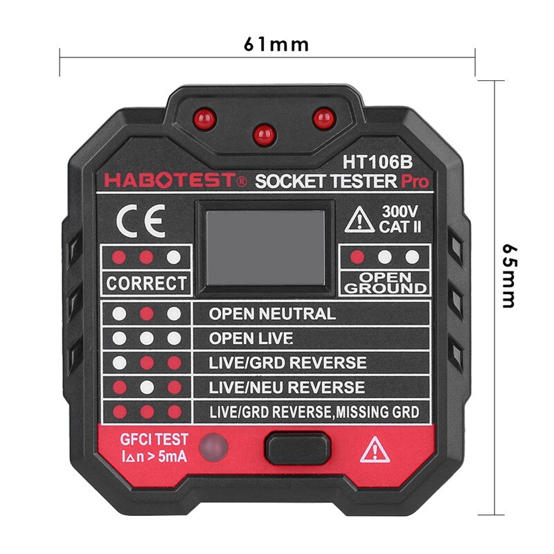 Electric Mains Fault Checker Socket Tester Digital Display Plug In AC 110V-230V Tools Energy Meters