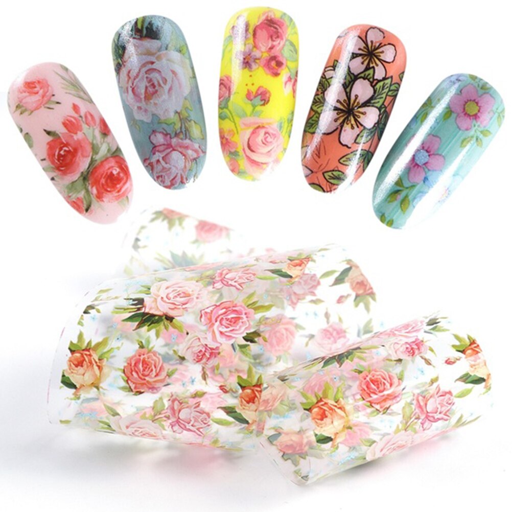 Bloem Serie Nail Art Water Transfer Stickers Volledige Nail Tips Diy Nail Art Transfer Wraps Decals Manicure Decoratie Kit