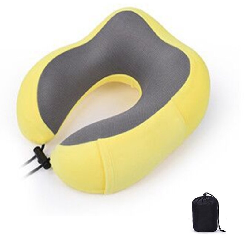 U-Shape Travel Pillow Soft Slow Rebound Neck Pillow Solid Neck Cervical Healthcare Pillow Bedding Travel Pillow Neck Massage: yellow