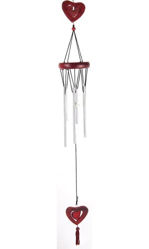 Wooden Decor Alloy Wind Chimes Crafts Bells 20 Inch Wind Chimes with Metal Bars for Room Garden Hangings and Decoration: Heart Pendant
