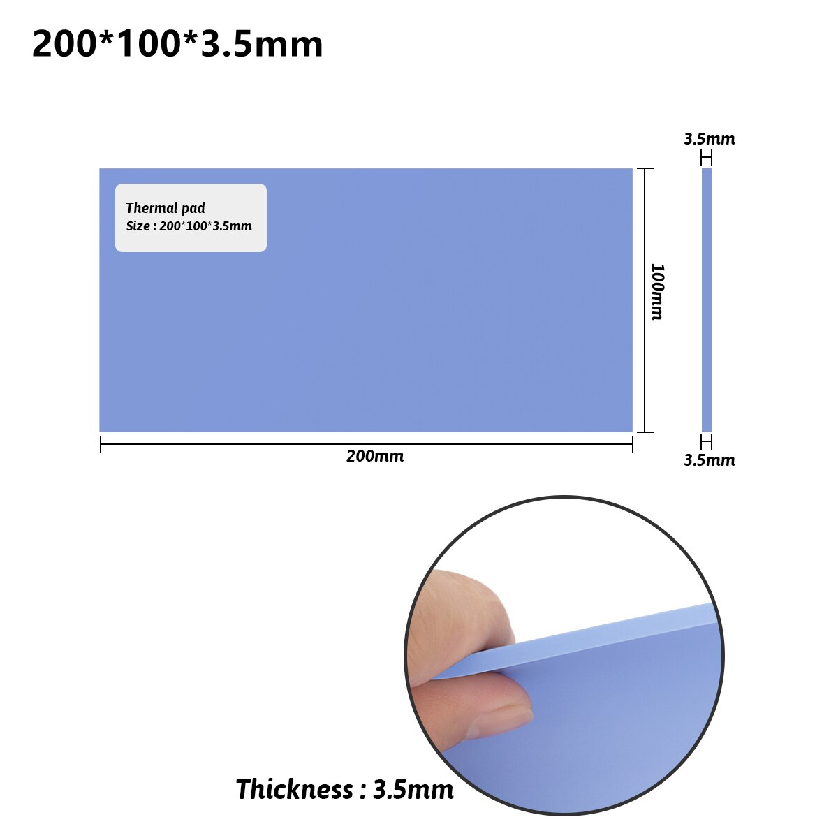 6.0 W/mK GPU CPU Heatsink Cooling Conductive Silicone Pad 100mm*200mm*5mm Thermal Pad термопрокладка: Thickness 3.5mm