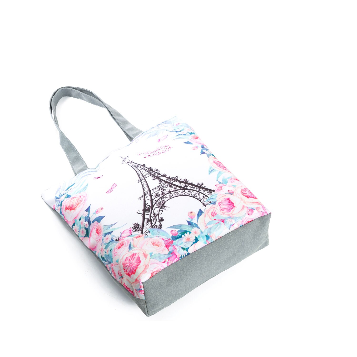 Bloemen Eiffeltoren Gedrukt Tote Paris Landschap Strand Tas Vrouwen Reizen Schoudertassen Dames Draagbare Boodschappentas Eco Handtassen