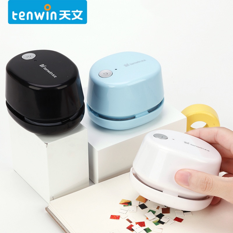 Tenwin Desktop Auto Mini Portable Cordless Dust Sweeper Electric Vacuum Cleaner Kawaii Desk Accessories Office School Supplies