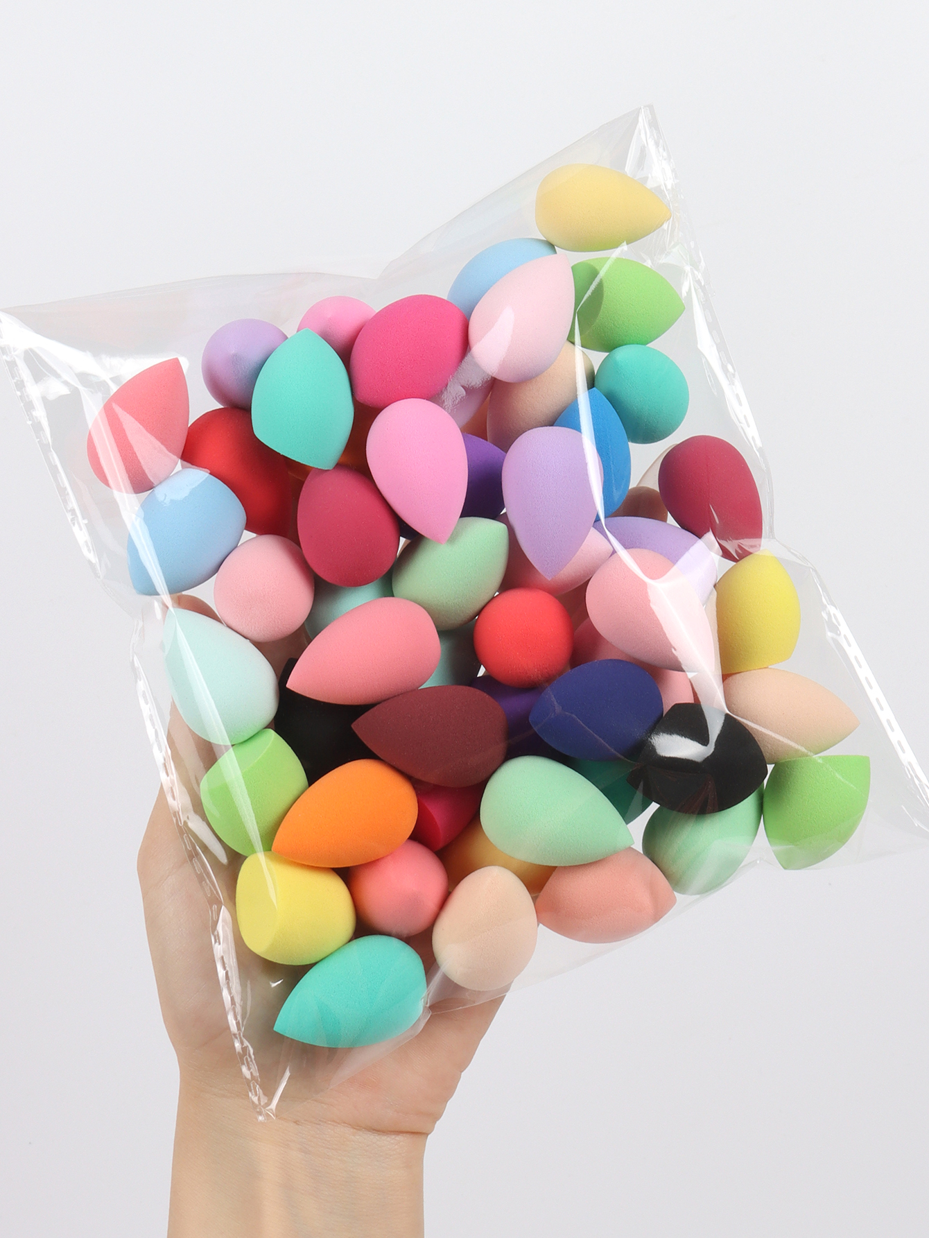 Mini Random make-up eieren 10-20-50-100 pack. Willekeurige kleur en vorm, meerkleurige make-upspons, foundation gemengde schoonheidsspons, L: Naakt