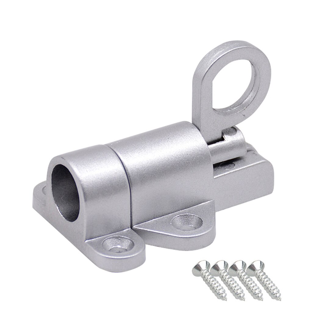 Aluminum Alloy Automatic Window Door Lock Home Office Hotel Gate Aluminum Alloy Spring Bounce Bolt Latch: Zilver
