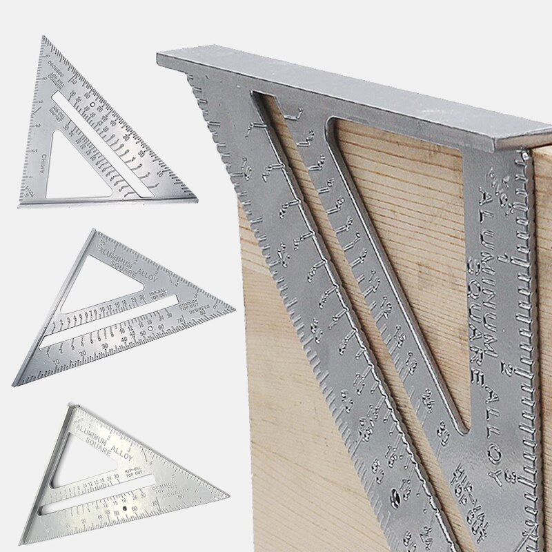 Herramienta de medición de velocidad para carpintero, guía de corte de línea cuadrada, escuadra triangular, transportador de aleación de aluminio, 1 unidad