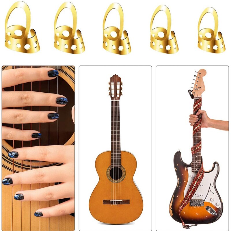 Púas de dedo de guitarra de Metal ajustables, púas para pulgar para guitarra, Banjo, tamaños grandes y medios, 8 Uds.