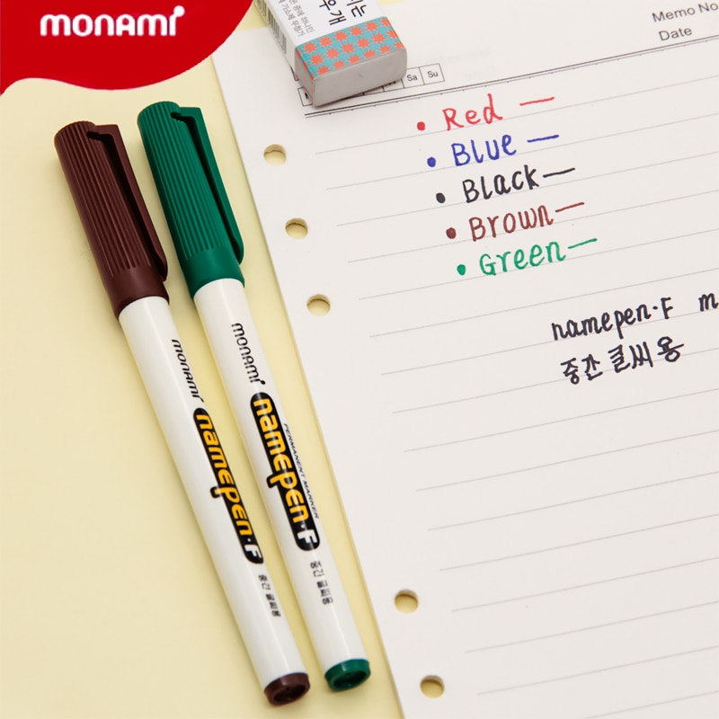 Monami-rotuladores permanentes con punta F de 1mm, marcador de Color para tela, plástico, vidrio, firma, Namepen, artesanal, delineador de dibujo, escuela, A6582