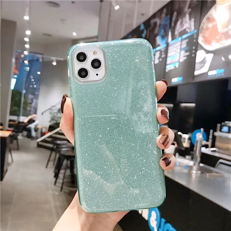 Ottwn Bling Powder Phone Case For iPhone 11 Pro Soft Silicone TPU Shiny Glitter Candy Color Cover For iPhone 11 11 Pro Max Shell: For iPhone 11 Pro / Green