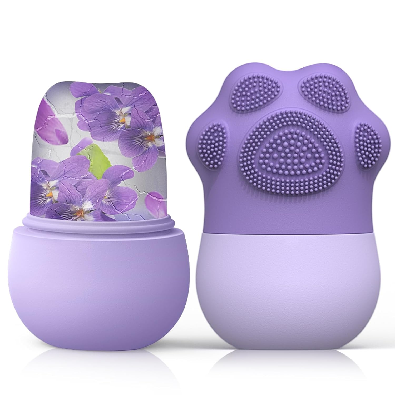 Rolo de gelo facial para cuidados com a pele - reduz o inchaço dos olhos e massagem facial - Ferramenta de beleza de silicone para mulheres: ROXO