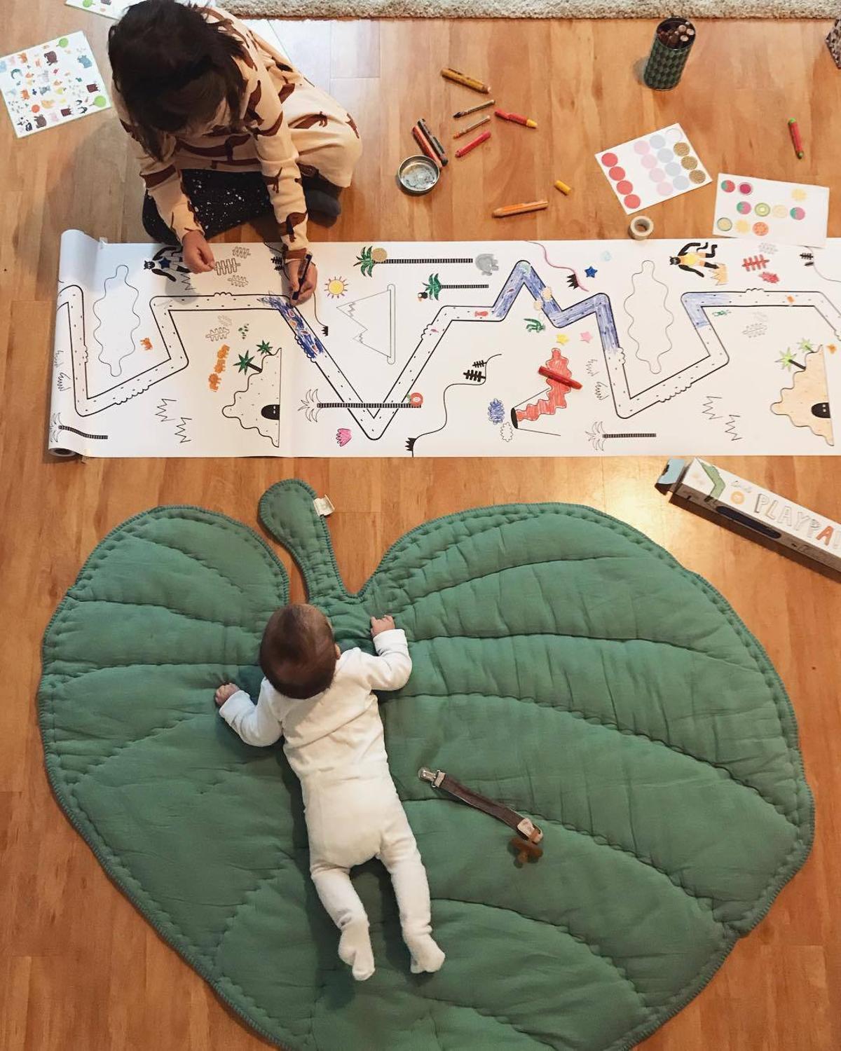 Baby Play Mat Green Leaf Climbing Carpet Infant Crawling Blanket Love Mat Rug Toys Mat Children Room Decor Photo Props: Green