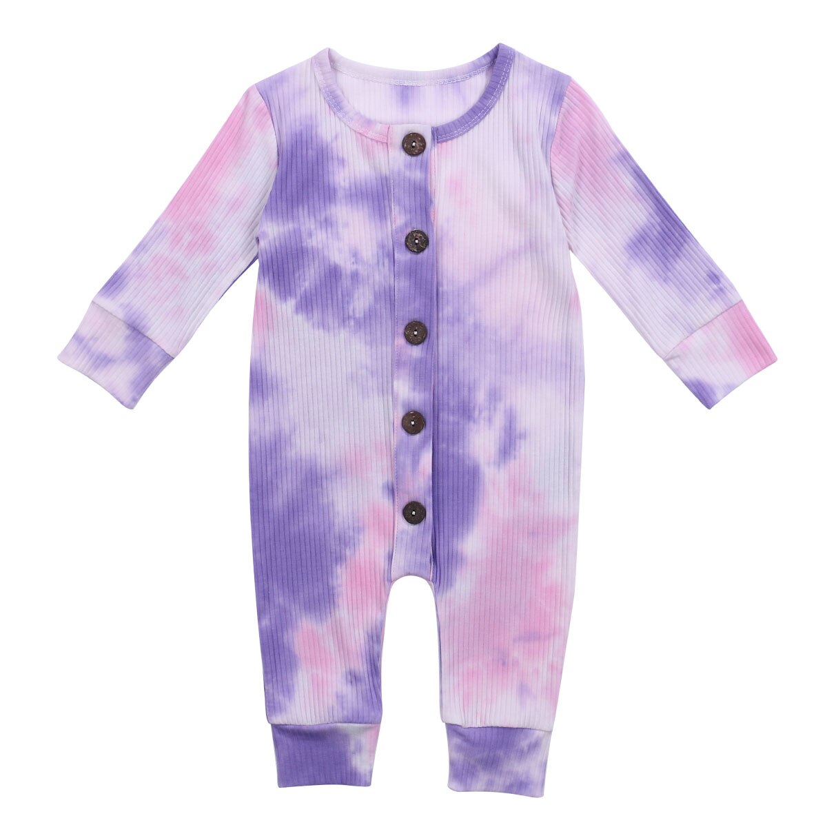 0-24M Baby Batik betroffen Strampler Kleidung Rundhals Langen Ärmeln Mädchen Junge Kleinkind binden-Farbstoff Overall: C / 6m