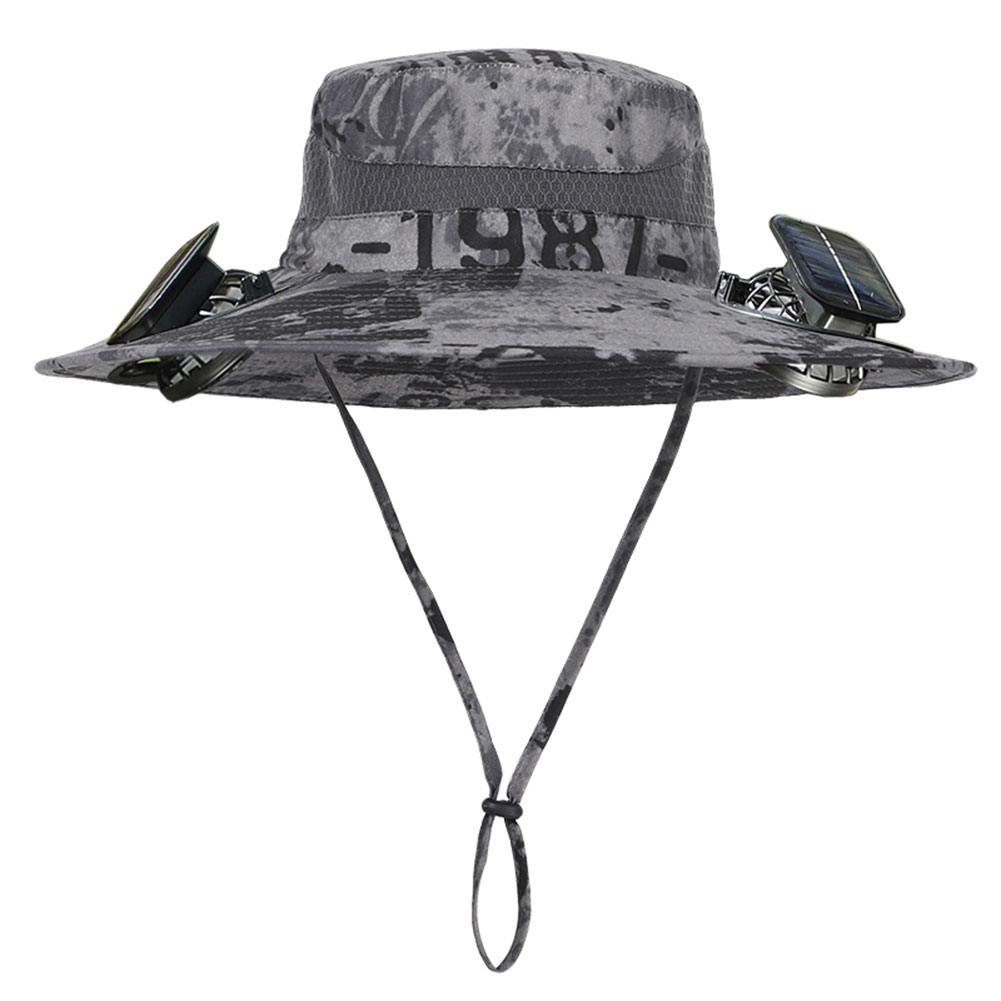 Solar-Fan-Hut, Sonnenhut mit 2 Solarventilatoren, breite Krempe, Eimerhut, Sommerkappe für Herren, Outdoor, Camping, Angeln, Wandern: Lila