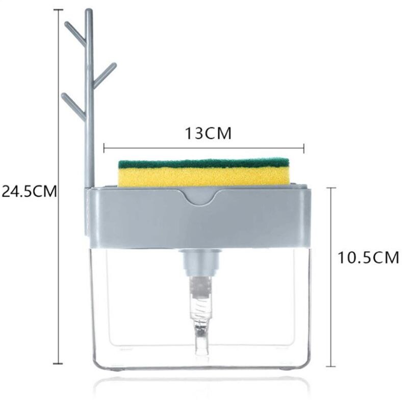 Soap Pump Dispenser Caddy Sponge Holder Cleaning Liquid Container Manual Press Organizer Kitchen Cleaner Tool: Dark Grey