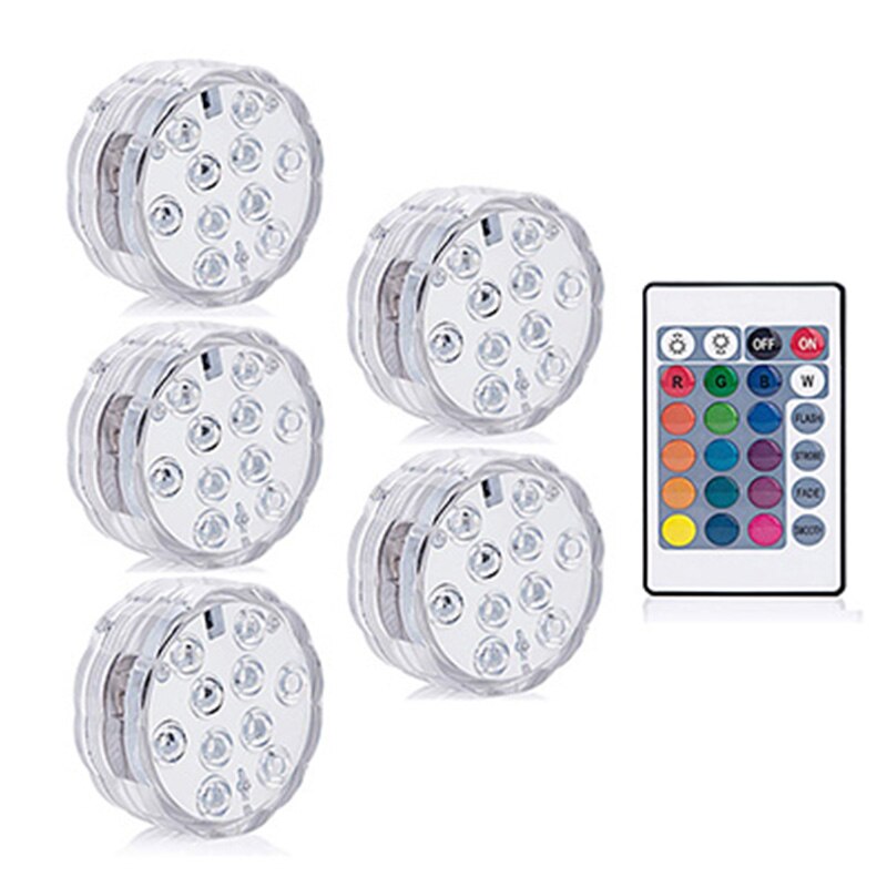 Lámpara sumergible de luz subacuática con Control remoto, decoración con batería, multifunción, a todo Color, sumergible, resistente al agua: 5 lamp 1controller
