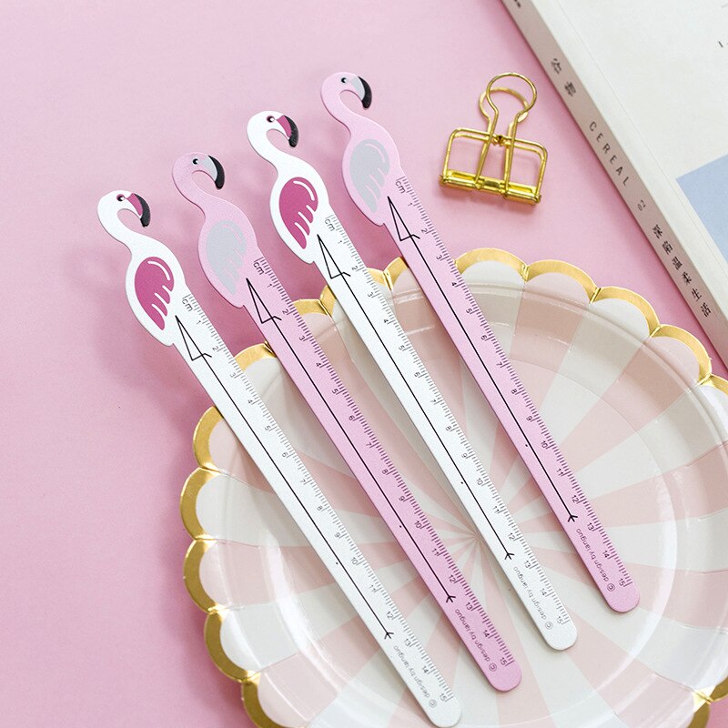 1pc 15cm smuk flamingo lineal kawaii papirvarer papeleria nyhed børn elev skole måling tegning forsyninger værktøj: Default Title