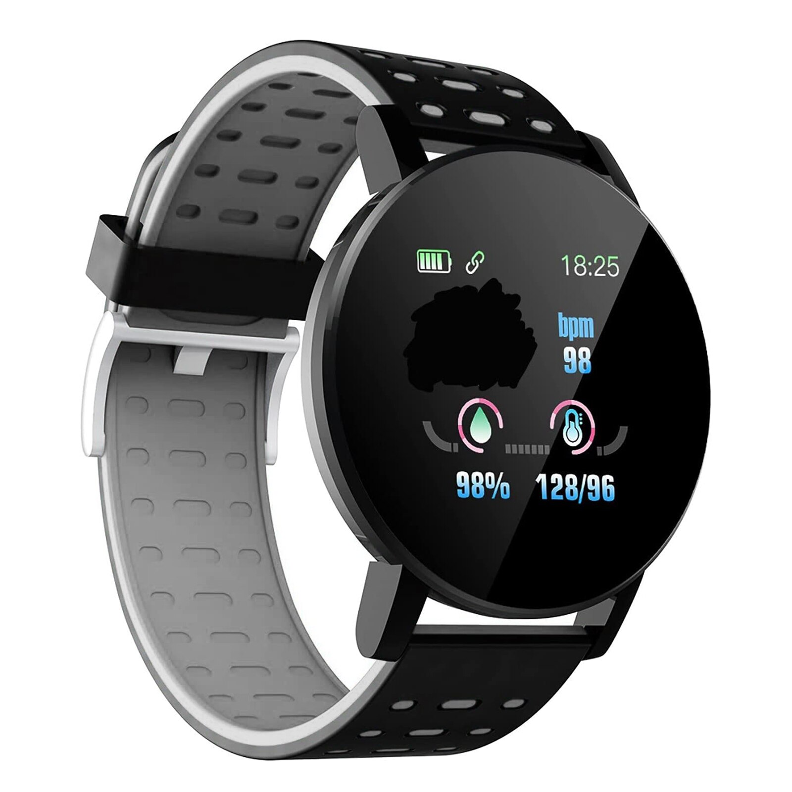 Smartwatch Walk Step Counter Heart Rate Blood Pressure Monitor Bracelet Pedometer Waterproof Fitness Tracker: Silver