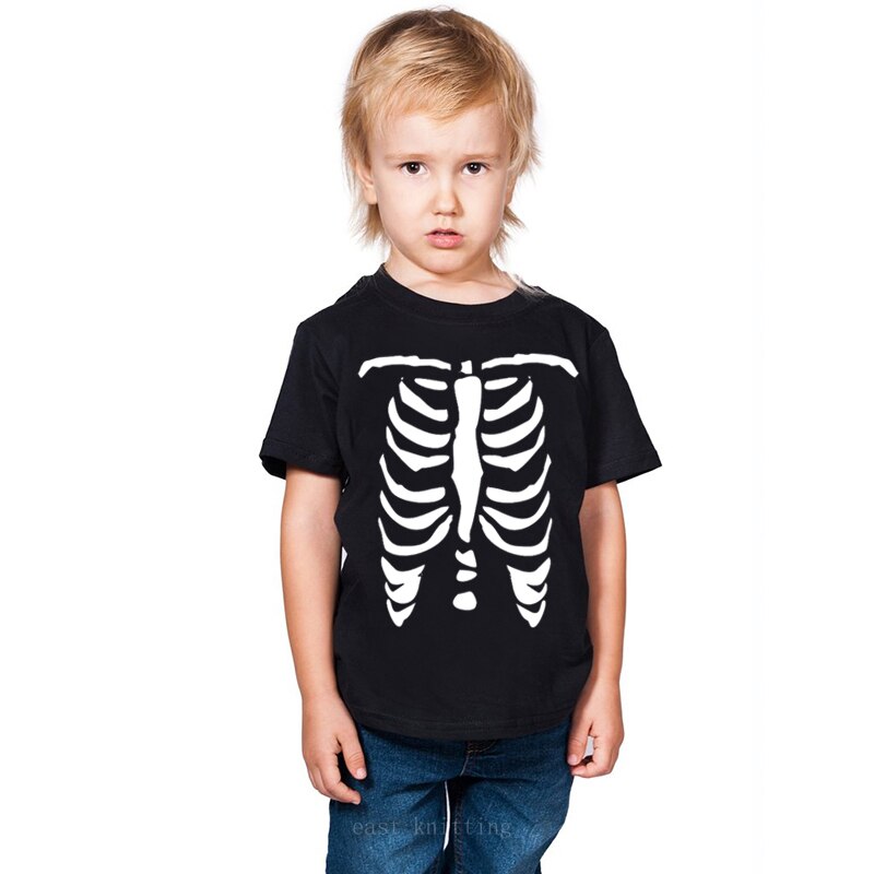 Skelet t-shirt voor kids Baby Boy Korte Mouw Casual T-shirt Tops Tee Kind Halloween Ribbenkast Outfit