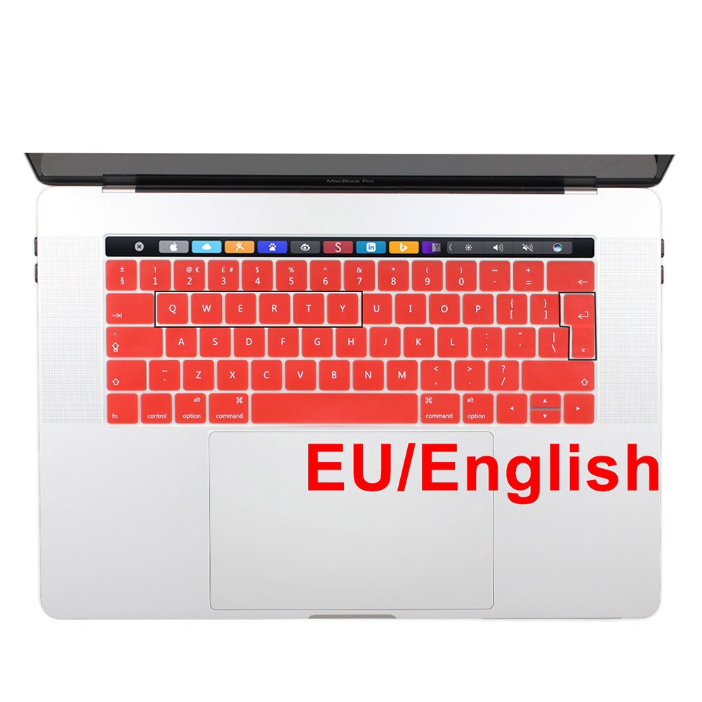 Funda para teclado europeo, Europeo, Europeo, Enter, Inglés para Macbook Pro 13 15 con barra táctil A1706 A1707: red