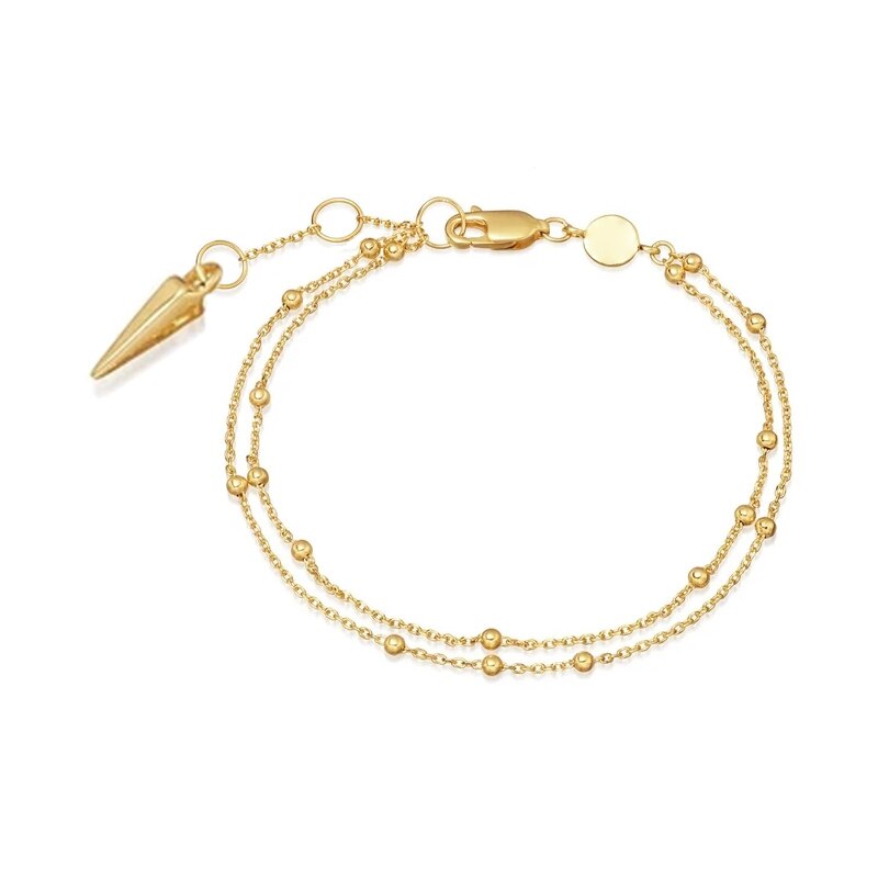 ROXI – Bracelet Double chaîne de petites perles pour filles, bijoux géométriques en or/argent Sterling 925: gold