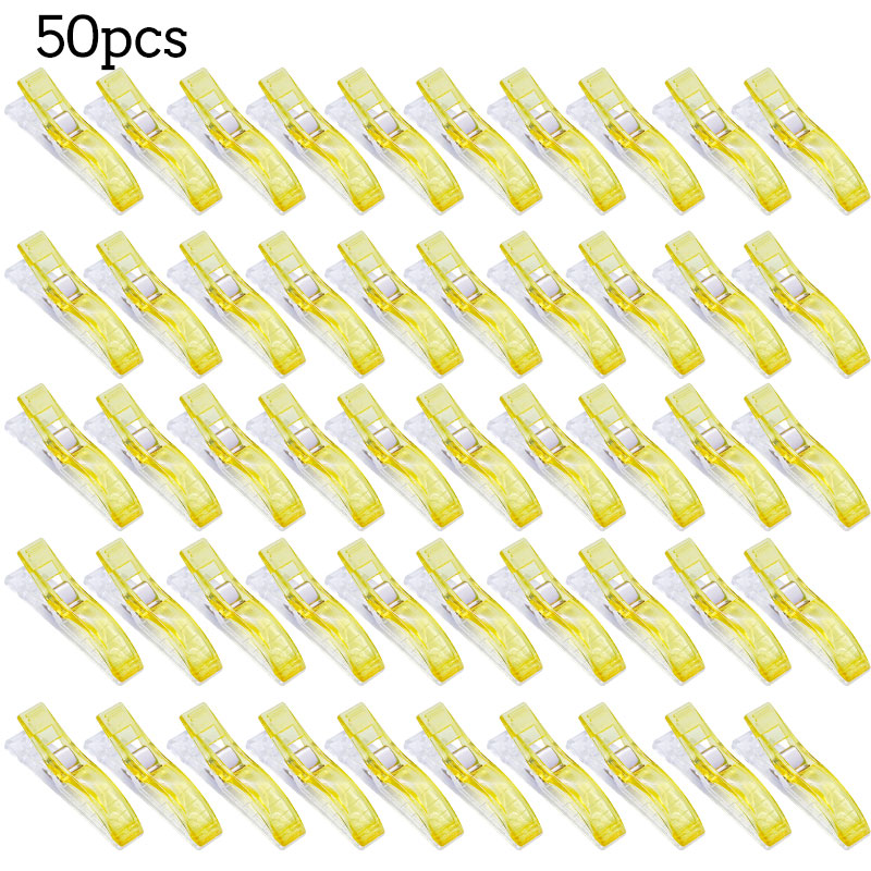 LMDZ 30/50PCS Multicolor Plastic Clips Fabric Clamps Sewing Clips Plastic Clamps Fabric Quilting Craft Sewing Knitting Clips: 50pcs Yellow