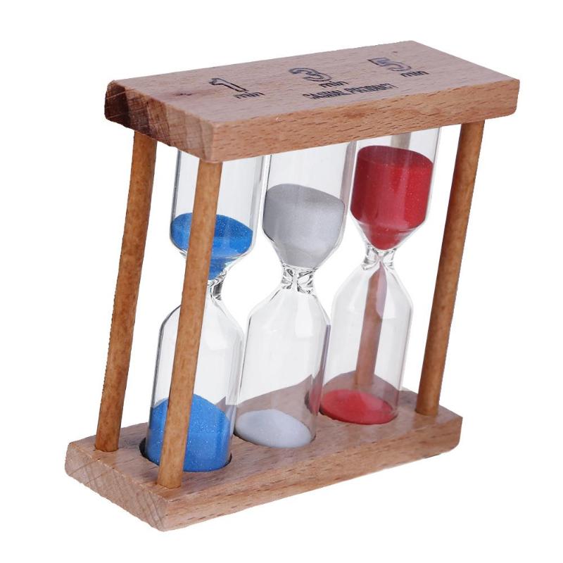 1/3/5 Minuten Houten Frame Zandloper Zandloper Zand Klok Timer Voor Kinderen Borstel Tanden Tafel Decor Willekeurige kleur