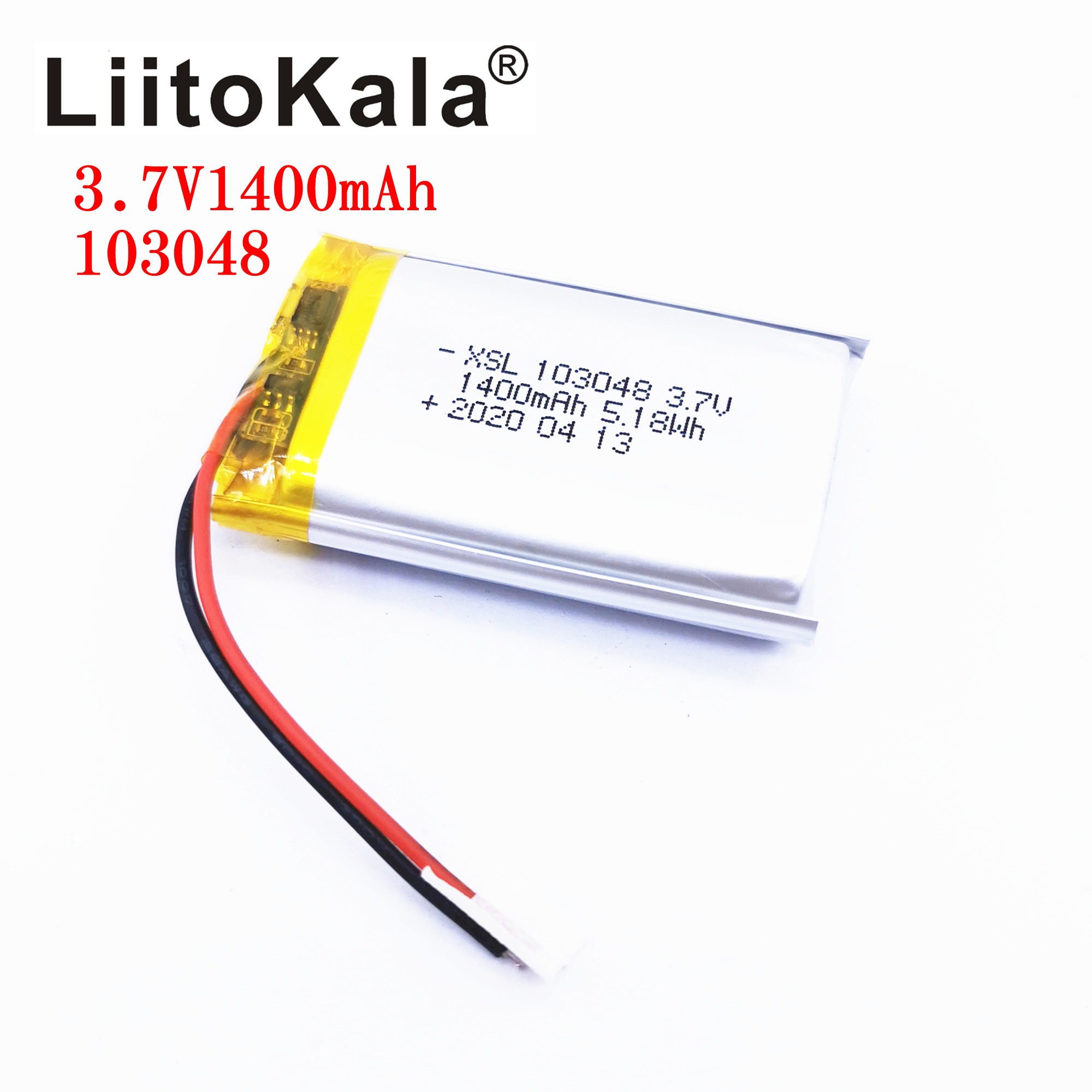 XSL 3.7V 103048 Batería recargable de polímero de litio de 1400mAh, batería de repuesto DIY para cámara de altavoz MP3 MP4 DVD