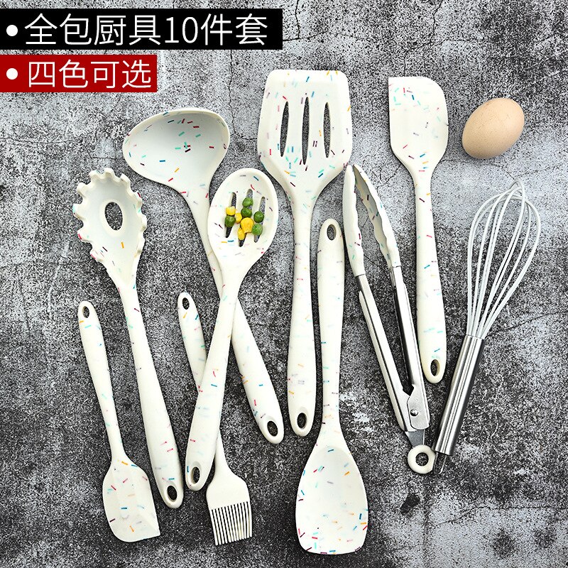 Silicone kitchenware set all inclusive non-stick cooking spatula 10-piece kitchen tool soup spoon slotted spatula