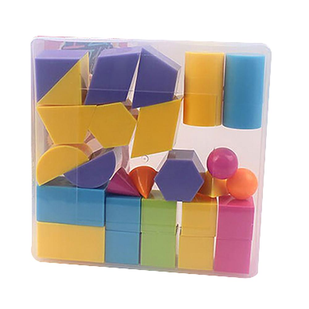 24Pcs 3D Plastic Geometrische Solids Kleurrijke Vorm Visuele Aids Wiskunde Vroege Onderwijs Student Speelgoed Geometrie Verkennen Volum