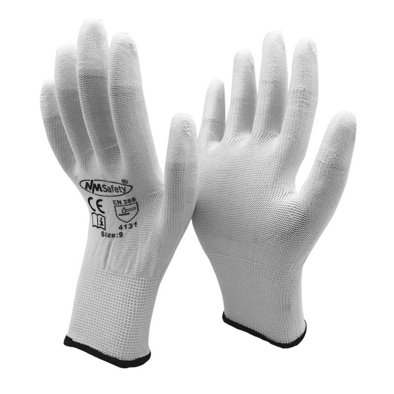 NMSafety 12 Paare Weiß Polyurethan Tauch Finger Anti Statische Sicherheit Arbeit Handschuh