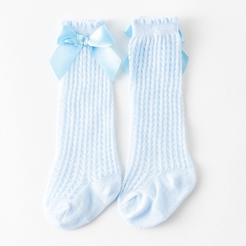 Bear Leader 2022 Lente En Zomer Baby Baby Sokken Spanje Grote Boog Mode Leuke Meisje Mesh Buis Sokken knie Losse Sokken: AH8150blue / S