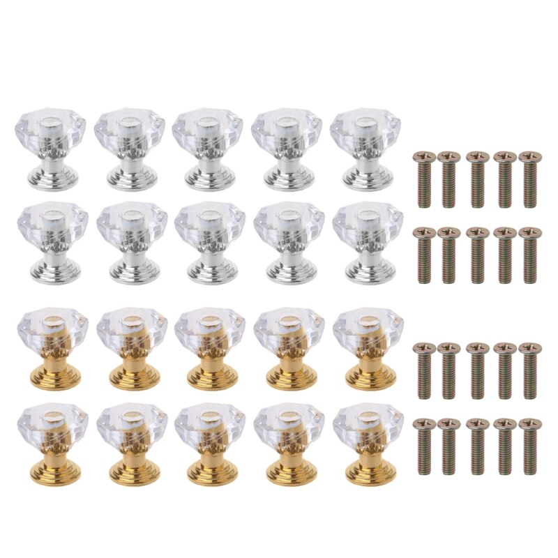 10Pcs Diamond Shape Crystal Glass Cabinet Knop Lade Pull Handvat Voor Sieraden Doos