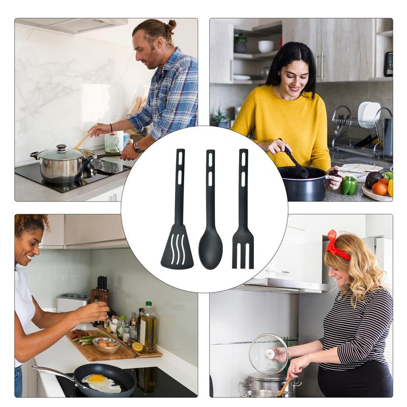 Juego de utensilios de cocina de silicona, cuchara y espátula para servir, cubiertos de cocina, accesorios de cocina