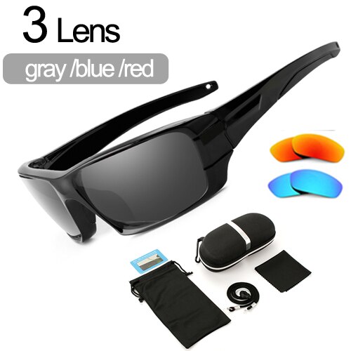 6 Lenses Polarized Fishing Sunglasses Camouflage Frame Sport Sun Glasses Fishing Eyewear Oculos De Sol Masculino UV 400: 3  Lenses Box B