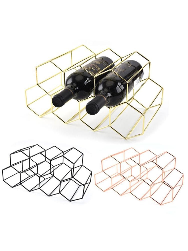Honeycomb Wine Rack Modern Style Metal Wine Wine Ornaments Storage Rack Cooler Iron Wrought