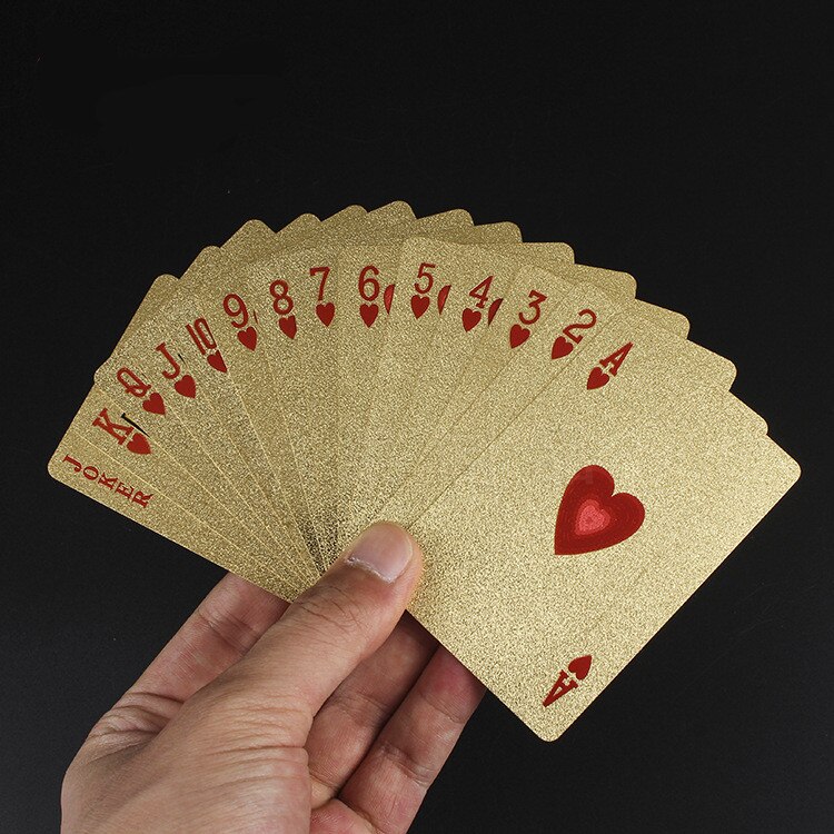 Plastik 24k guld spillekort spil dæk guldfolie poker sæt plast vandtæt magiske spillekort