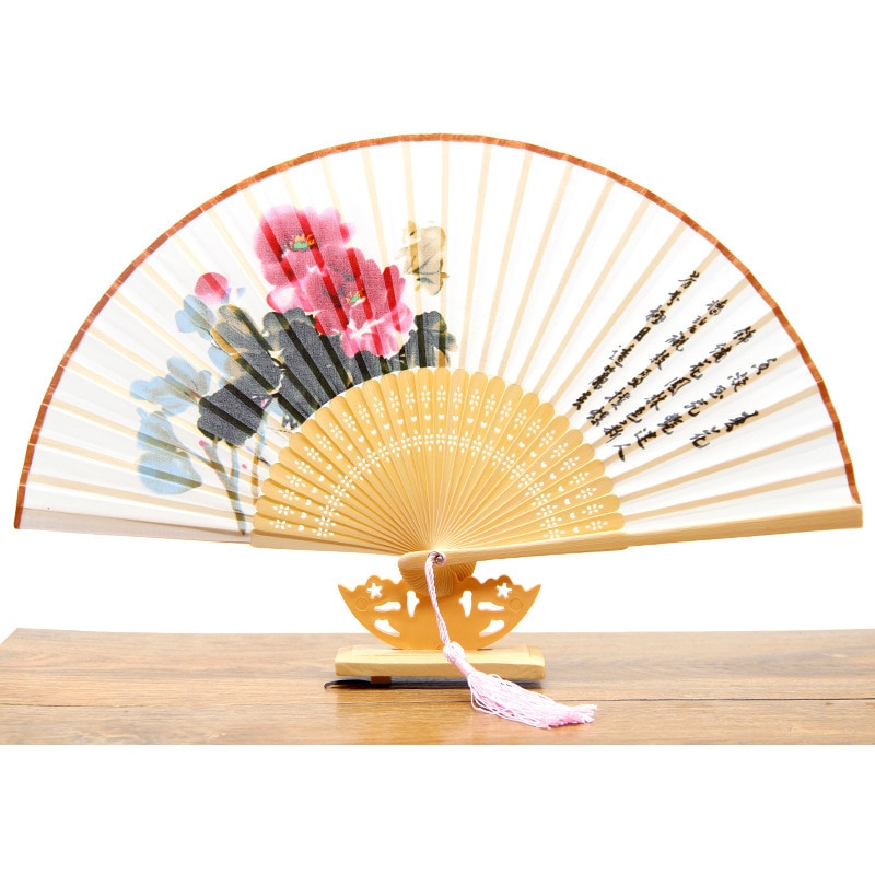 Echte Seide Frau Chinesischen Bambus Fan Sommer Fan Antike Falten Dance Fan Vintage Hochzeit Gefälligkeiten Und Bambu Hand Fans mariage