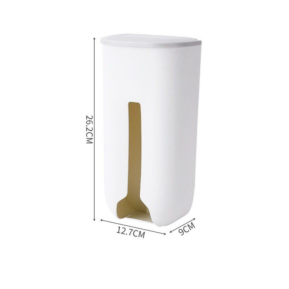 Caja de almacenamiento de bolsas de plástico, colgador dispensador, bolsa de basura, organizador de cocina: Blanco