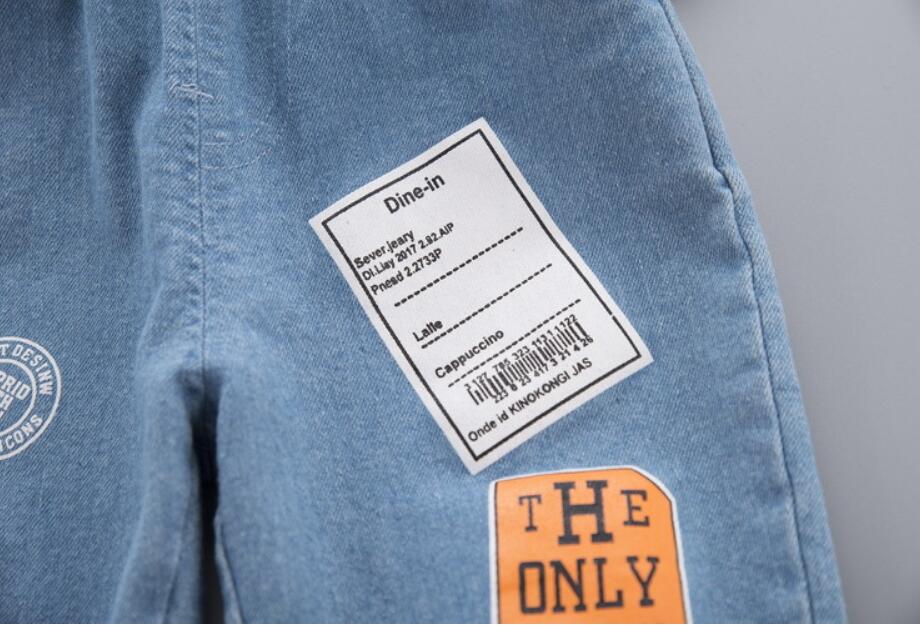 Pantalon en jean pour garçons, lettres imprimées, style Cowboy, décontracté, Long, pour enfants de 1, 2, 3 et 4 ans,